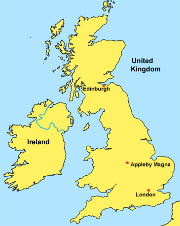 Map showing Appleby Magna