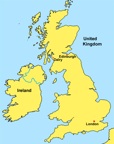 Map showing Dalry