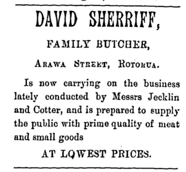 Newspaper advertisement for butcher